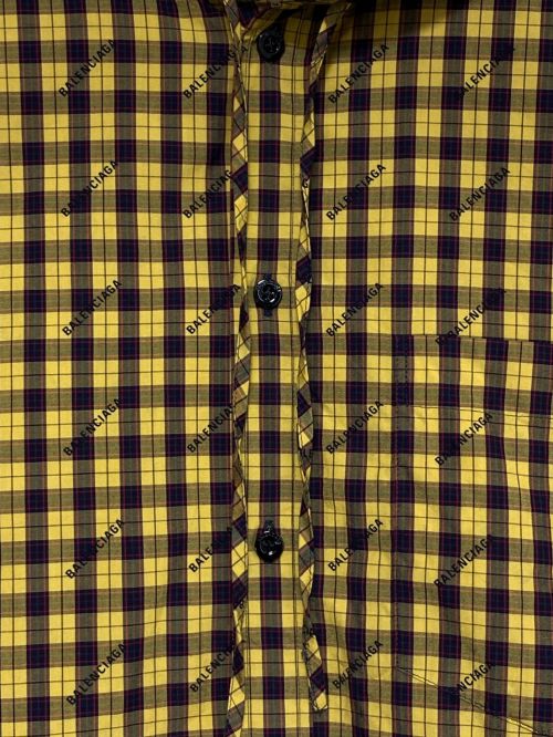 BALENCIAGA（バレンシアガ）BALENCIAGA (バレンシアガ) チェックフーデッドシャツ イエロー サイズ:36の古着・服飾アイテム