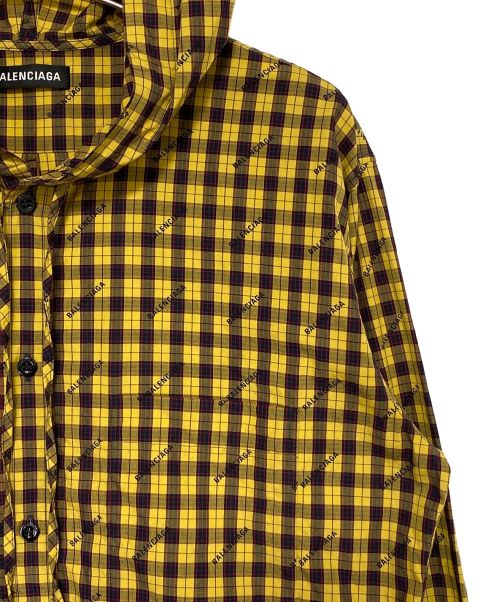 BALENCIAGA（バレンシアガ）BALENCIAGA (バレンシアガ) チェックフーデッドシャツ イエロー サイズ:36の古着・服飾アイテム