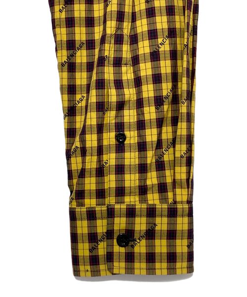 BALENCIAGA（バレンシアガ）BALENCIAGA (バレンシアガ) チェックフーデッドシャツ イエロー サイズ:36の古着・服飾アイテム