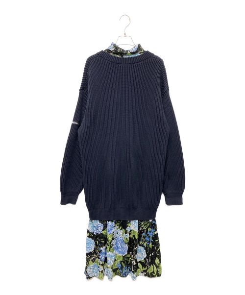 BALENCIAGA（バレンシアガ）BALENCIAGA (バレンシアガ) ドッキングニットワンピース ネイビー サイズ:2の古着・服飾アイテム
