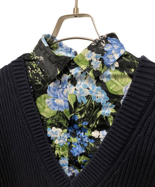 BALENCIAGA（バレンシアガ）BALENCIAGA (バレンシアガ) ドッキングニットワンピース ネイビー サイズ:2の古着・服飾アイテム