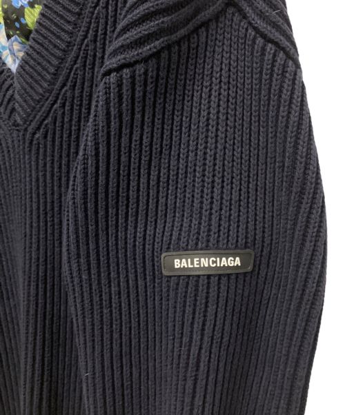 BALENCIAGA（バレンシアガ）BALENCIAGA (バレンシアガ) ドッキングニットワンピース ネイビー サイズ:2の古着・服飾アイテム