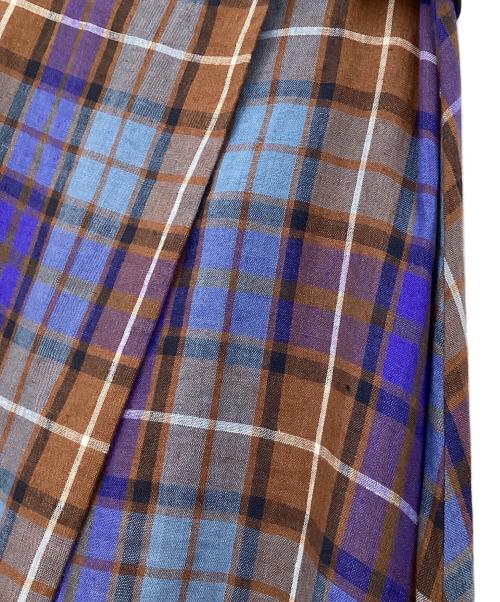 O'NEIL OF DUBLIN（オニールオブダブリン）O'NEIL OF DUBLIN (オニールオブダブリン) リネンチェックスカート ブルー×ブラウン サイズ:38の古着・服飾アイテム