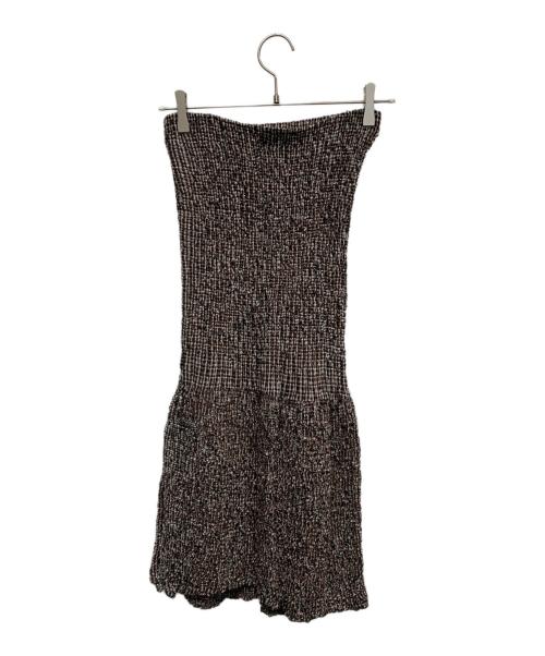 Gemini（ジェミニ）Gemini (ジェミニ) 2WAYシャーリングチェックスカート ブラウン サイズ:FREEの古着・服飾アイテム