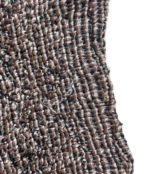 Gemini（ジェミニ）Gemini (ジェミニ) 2WAYシャーリングチェックスカート ブラウン サイズ:FREEの古着・服飾アイテム