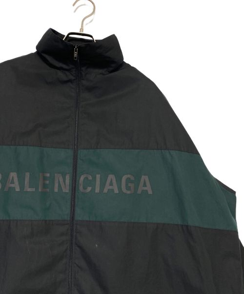 BALENCIAGA（バレンシアガ）BALENCIAGA (バレンシアガ) ロゴプリントポプリンシャツブルゾン ブラック×グリーン サイズ:XXSの古着・服飾アイテム