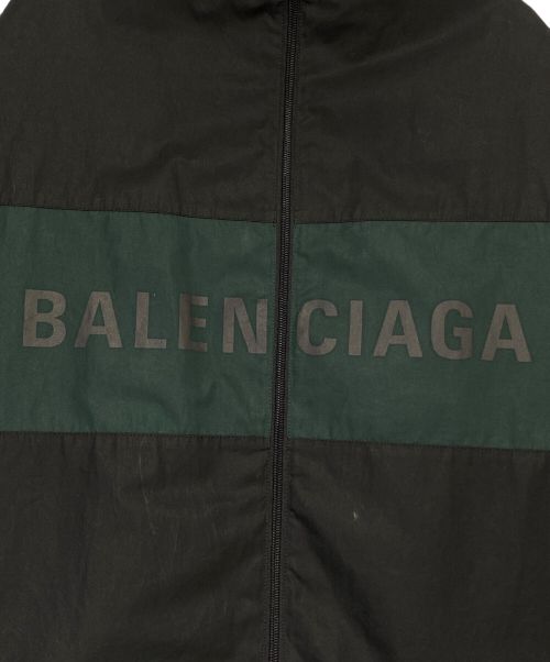 BALENCIAGA（バレンシアガ）BALENCIAGA (バレンシアガ) ロゴプリントポプリンシャツブルゾン ブラック×グリーン サイズ:XXSの古着・服飾アイテム
