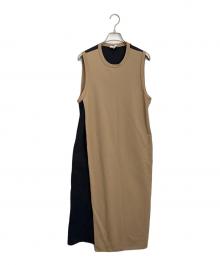 HYKE（ハイク）の古着「NO-SLV DRESS(ノースリーブドレス)」｜ベージュ×ネイビー