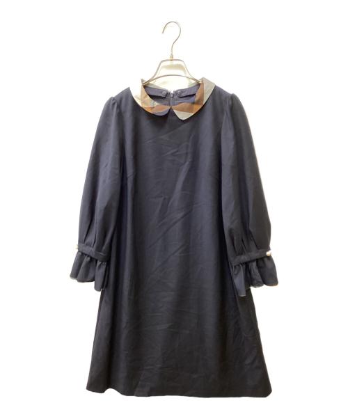 BLUE LABEL CRESTBRIDGE（ブルーレーベルクレストブリッジ）BLUE LABEL CRESTBRIDGE (ブルーレーベルクレストブリッジ) クリアツイルサックドレス ネイビー サイズ:36の古着・服飾アイテム