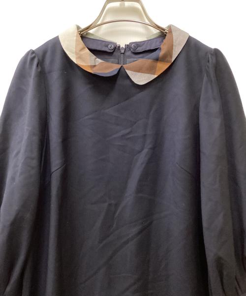 BLUE LABEL CRESTBRIDGE（ブルーレーベルクレストブリッジ）BLUE LABEL CRESTBRIDGE (ブルーレーベルクレストブリッジ) クリアツイルサックドレス ネイビー サイズ:36の古着・服飾アイテム