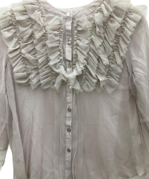 JUSGLITTY（ジャスグリッティー）JUSGLITTY (ジャスグリッティー) エアリーフリルカラーブラウス ベージュ サイズ:1の古着・服飾アイテム