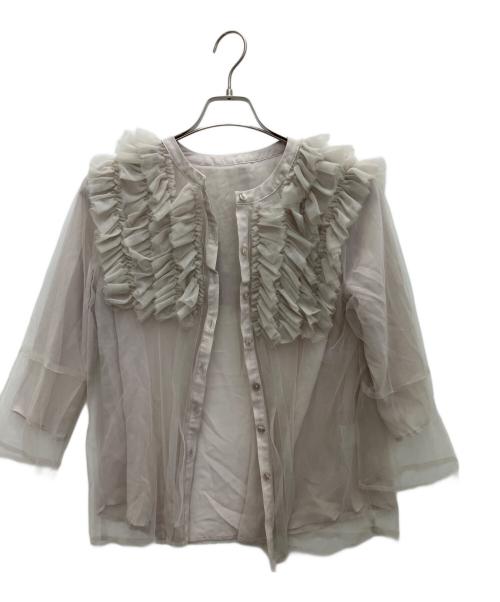 JUSGLITTY（ジャスグリッティー）JUSGLITTY (ジャスグリッティー) エアリーフリルカラーブラウス ベージュ サイズ:1の古着・服飾アイテム