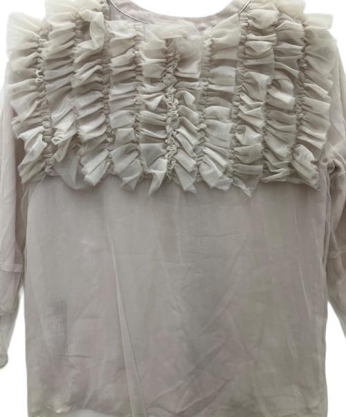 JUSGLITTY（ジャスグリッティー）JUSGLITTY (ジャスグリッティー) エアリーフリルカラーブラウス ベージュ サイズ:1の古着・服飾アイテム