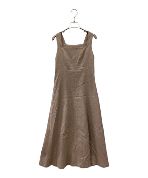 Noble（ノーブル）Noble (ノーブル) 麻ストレッチスクエアネックワンピース ベージュ サイズ:36の古着・服飾アイテム