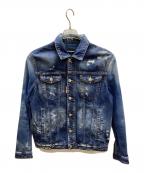 DSQUARED2ディースクエアード）の古着「クラッシュ加工デニムジャケット」｜ブルー