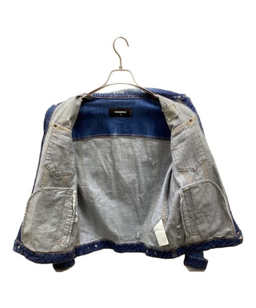 DSQUARED2（ディースクエアード）DSQUARED2 (ディースクエアード) クラッシュ加工デニムジャケット ブルー サイズ:46の古着・服飾アイテム
