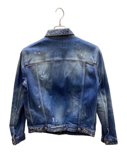DSQUARED2（ディースクエアード）DSQUARED2 (ディースクエアード) クラッシュ加工デニムジャケット ブルー サイズ:46の古着・服飾アイテム