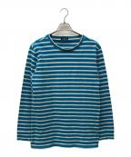 BALMAINバルマン）の古着「ダメージ加工ボーダーカットソー」｜ブルー×ホワイト