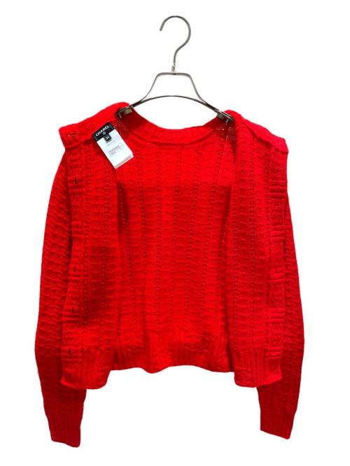 CHANEL（シャネル）CHANEL (シャネル) Coco button cashmere and wool knit レッド サイズ:34の古着・服飾アイテム
