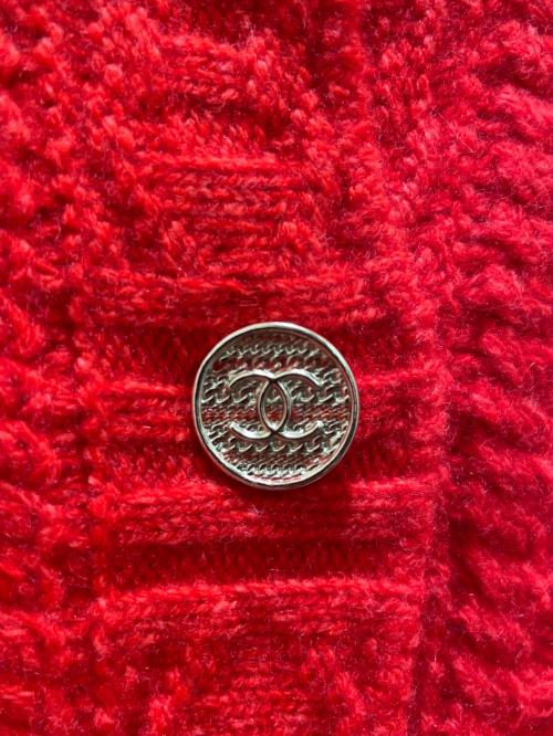 CHANEL（シャネル）CHANEL (シャネル) Coco button cashmere and wool knit レッド サイズ:34の古着・服飾アイテム
