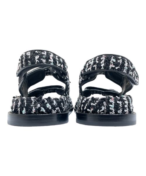 CHANEL（シャネル）CHANEL (シャネル) Tweed Footed Head Sandal ブラック サイズ:37の古着・服飾アイテム
