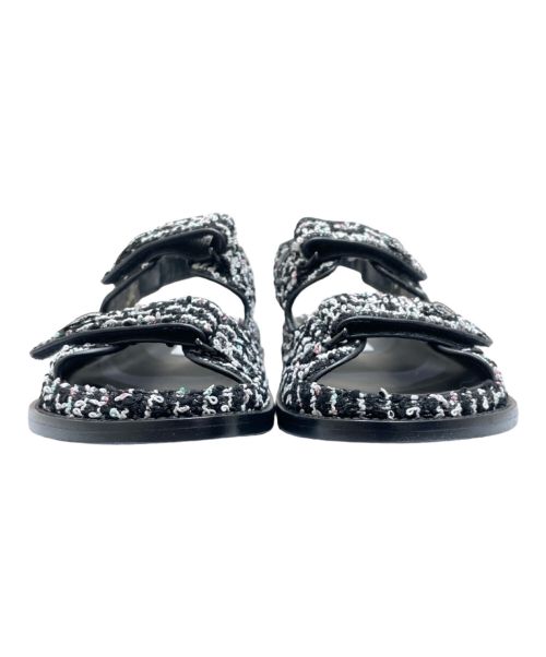 CHANEL（シャネル）CHANEL (シャネル) Tweed Footed Head Sandal ブラック サイズ:37の古着・服飾アイテム