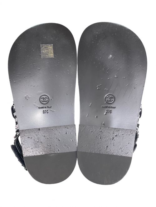 CHANEL（シャネル）CHANEL (シャネル) Tweed Footed Head Sandal ブラック サイズ:37の古着・服飾アイテム