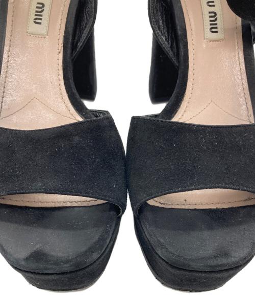 MIU MIU（ミュウミュウ）MIU MIU (ミュウミュウ) アンクルストラップサンダル ブラック サイズ:36 1/2の古着・服飾アイテム