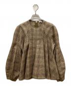 BLAMINKブラミンク）の古着「F WO CHK NC LSL/チェックブラウス」｜ブラウン