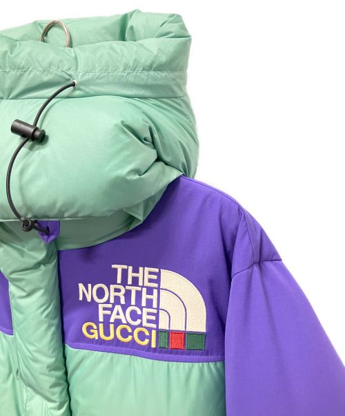 GUCCI（グッチ）GUCCI (グッチ) THE NORTH FACE (ザ ノース フェイス) 切替フーデッドダウンジャケット ミント×パープル サイズ:Sの古着・服飾アイテム