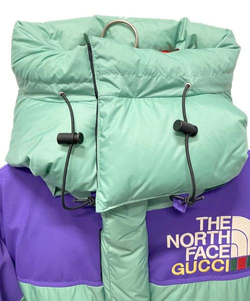 GUCCI（グッチ）GUCCI (グッチ) THE NORTH FACE (ザ ノース フェイス) 切替フーデッドダウンジャケット ミント×パープル サイズ:Sの古着・服飾アイテム
