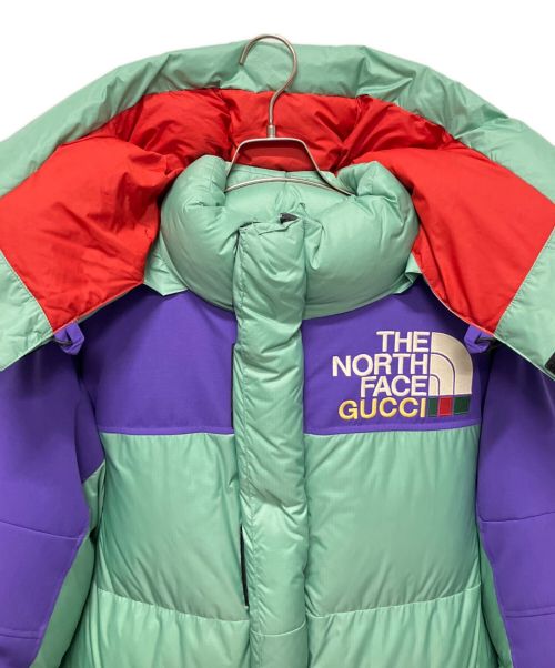 GUCCI（グッチ）GUCCI (グッチ) THE NORTH FACE (ザ ノース フェイス) 切替フーデッドダウンジャケット ミント×パープル サイズ:Sの古着・服飾アイテム