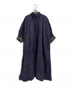 ne quittez pasヌキテパ）の古着「POPLIN CHECK EMB SHIRTS DRESS」｜ネイビー