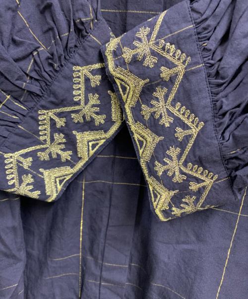 ne quittez pas（ヌキテパ）ne quittez pas (ヌキテパ) POPLIN CHECK EMB SHIRTS DRESS ネイビー サイズ:FREEの古着・服飾アイテム