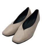 yuko imanishi+ユウコイマニシプラス）の古着「Vカットスクエアトゥパンプス」｜ベージュ