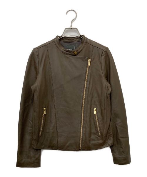 Noble（ノーブル）Noble (ノーブル) ソフトラムレザーライダースブルゾン ブラウン サイズ:40の古着・服飾アイテム