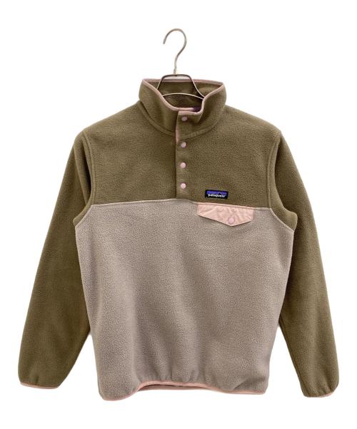 Patagonia（パタゴニア）Patagonia (パタゴニア) ウィメンズ・ライトウェイト・シンチラ・スナップT・プルオーバー モカ×グレー サイズ:Sの古着・服飾アイテム