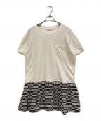 RED VALENTINOレッドヴァレンティノ）の古着「ボーダー切替ワンピース」｜ホワイト