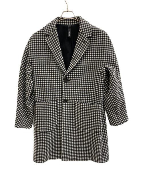 HEVO（イーヴォ）HEVO (イーヴォ) チェック柄チェスターコート ブラック×ホワイト サイズ:SIZE 44の古着・服飾アイテム