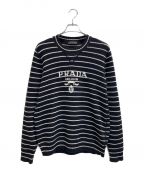PRADAプラダ）の古着「カシミア混クルーネック セーター」｜ブラック×ホワイト