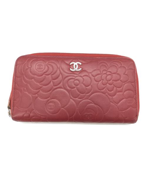 CHANEL（シャネル）CHANEL (シャネル) ラウンドジップ長財布 レッドの古着・服飾アイテム