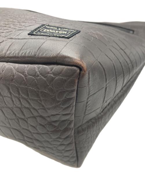 HEAD PORTER（ヘッドポーター）HEAD PORTER (ヘッドポーター) クロコ型押しトートバッグ ブラウンの古着・服飾アイテム