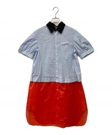 SueUNDERCOVER（スーアンダーカバー）の古着「切替シャツワンピース」｜ブルー×オレンジ