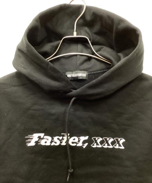 GOD SELECTION XXX（ゴッドセレクショントリプルエックス）GOD SELECTION XXX (ゴッドセレクショントリプルエックス) FASTER HOODIE プリントパーカー ブラック サイズ:S 未使用品の古着・服飾アイテム