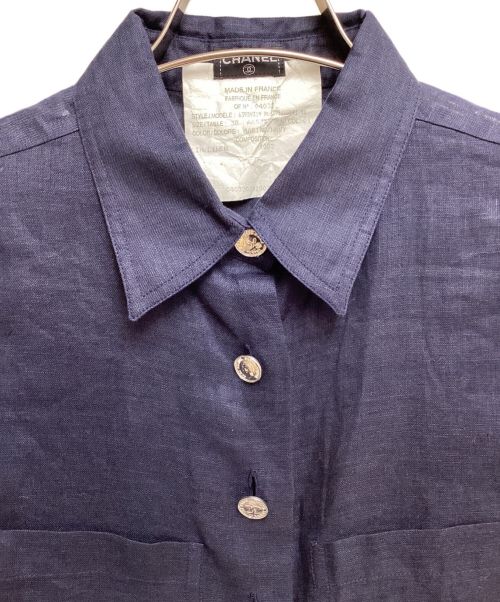 CHANEL（シャネル）CHANEL (シャネル) リネンシャツ ネイビー サイズ:38の古着・服飾アイテム