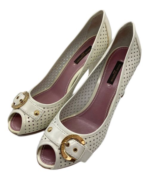 LOUIS VUITTON（ルイ ヴィトン）LOUIS VUITTON (ルイ ヴィトン) オープントゥーパンプス ホワイト サイズ:38 1/2の古着・服飾アイテム