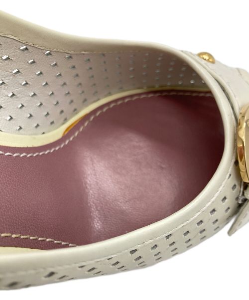 LOUIS VUITTON（ルイ ヴィトン）LOUIS VUITTON (ルイ ヴィトン) オープントゥーパンプス ホワイト サイズ:38 1/2の古着・服飾アイテム