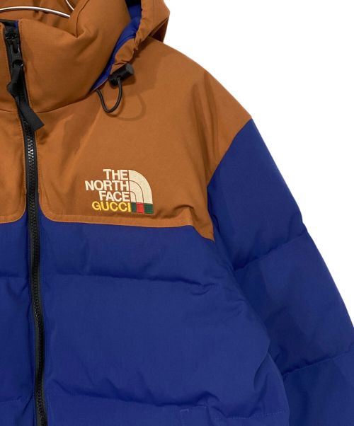 THE NORTH FACE（ザ ノース フェイス）THE NORTH FACE (ザ ノース フェイス) GUCCI (グッチ) ダウンジャケット ブルー×ブラウン サイズ:Mの古着・服飾アイテム