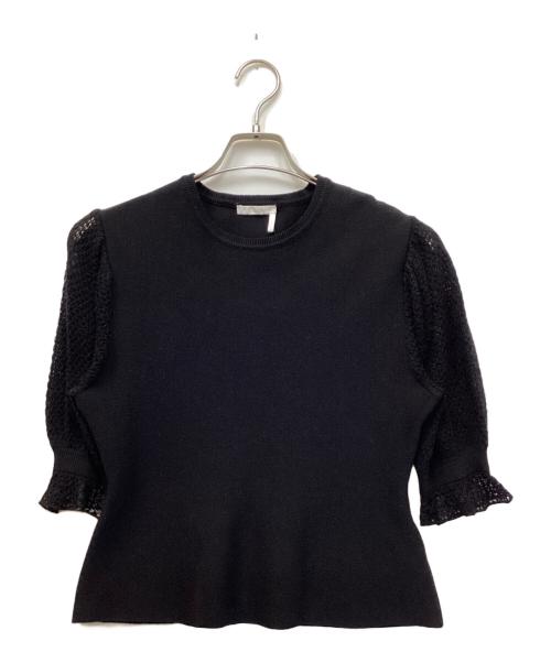 Chloe（クロエ）Chloe (クロエ) パフスリーブニット ブラック サイズ:Mの古着・服飾アイテム