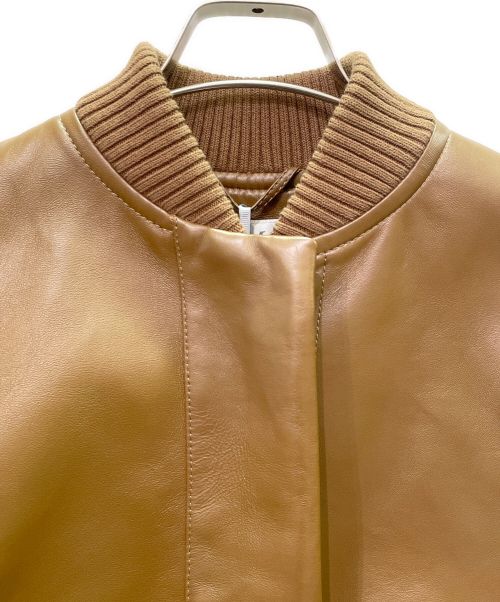 MaxMara（マックスマーラ）MaxMara (マックスマーラ) ジップアップ ナッパレザー ジャケット ブラウン サイズ:40の古着・服飾アイテム